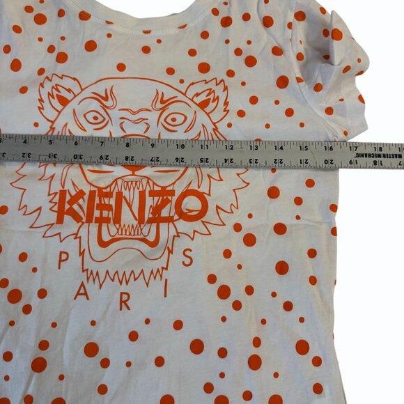 Kenzo Paris Womens Iconic Tiger Print T-Shirt Allover Dots Orange Streetwear - Picture 5 of 9